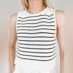 Sleeveless Striped Knit Sweater Top